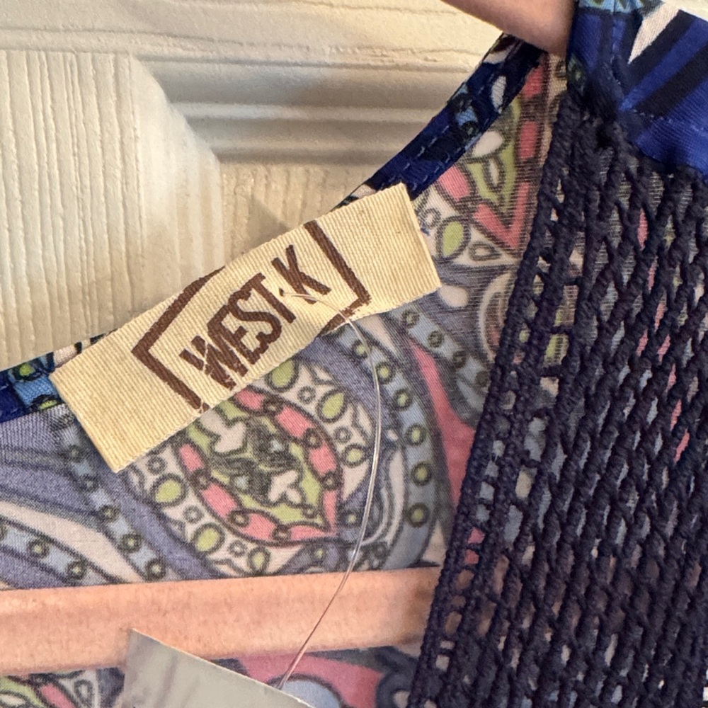 West K Blue Patterned Sleeveless Dress NWT - Picture 2 of 5